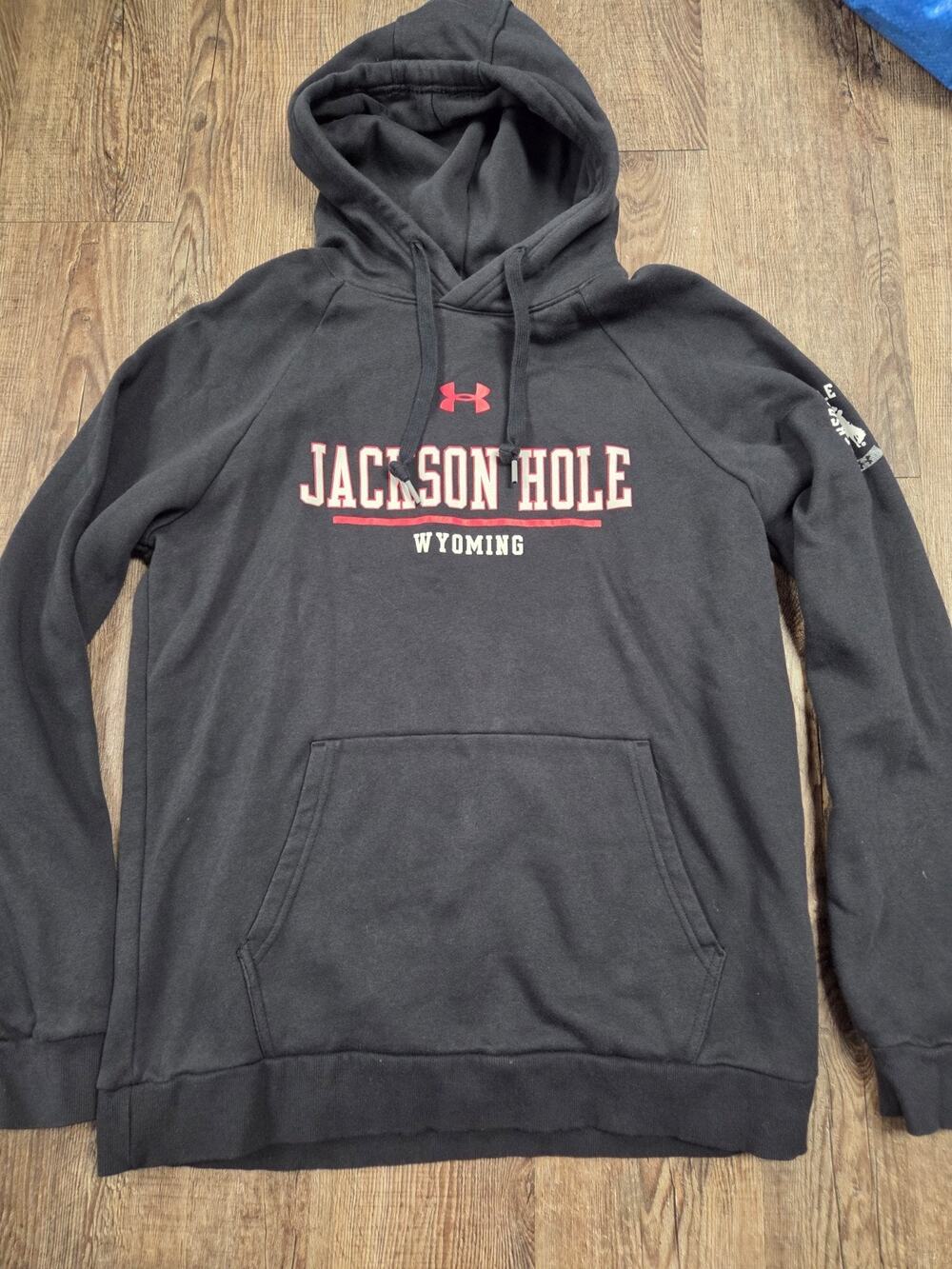 Jackson Hole Wyoming Under Armour Black Hoodie Sweatshirt Medium